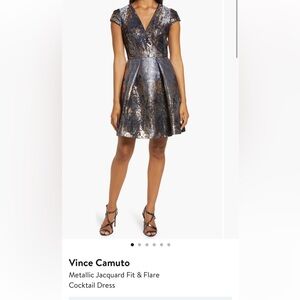 Vince Camuto fit & flare metallic dress